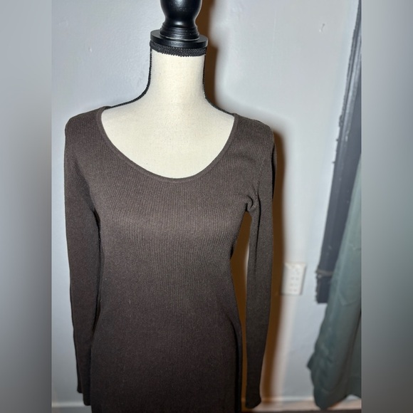 Peruvian connection brown Pima cotton long sleeve  dress size M - Picture 2 of 6